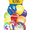 Funtastic Balloon Creations Birthday King Bouquet Name & Optional Age (3 Foils, 9 Latex)