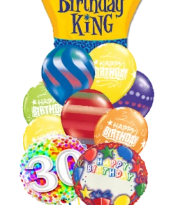 Funtastic Balloon Creations Birthday King Bouquet Name & Optional Age (3 Foils, 9 Latex)