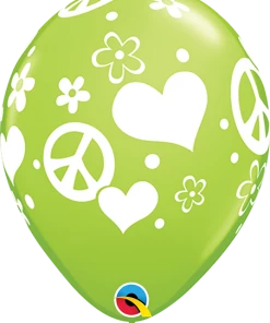 Funtastic Balloon Creations 11" Valentines Day Round Latex Peace Signs And Hearts