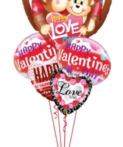 Funtastic Balloon Creations Love & Romance Kissing Monkey's ( 1 Jumbo Foil, 2 Bubbles, 2 Foils)