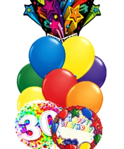 Funtastic Balloon Creations Personalized Name & Age Starburst Birthday Bouquet (3 Foils, 9 Latex)