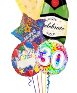 Funtastic Balloon Creations Personalized Name & Age Birthday Bubbly Bouquet (5 Balloons)