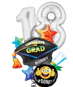 Funtastic Balloon Creations Class Of 21 Grad Cap Bouquet (Optional Personalization) (4 Foils) Congratulations