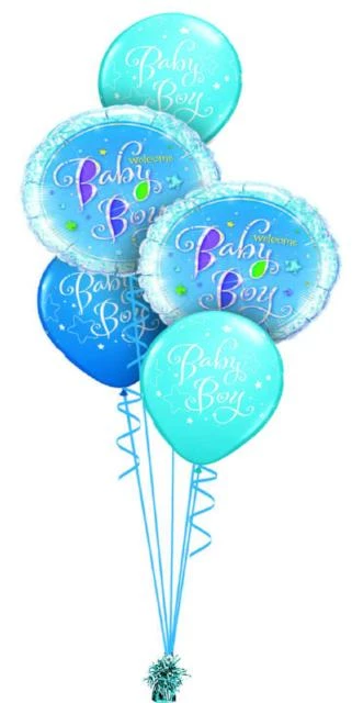 Funtastic Balloon Creations Baby Boy Bouquet (2 Foil, 3 Latex)