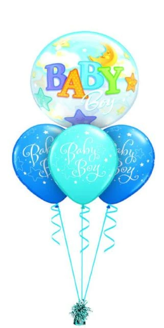 Funtastic Balloon Creations Baby Boy Bubble Bouquet (1 Bubble, 3 Latex)