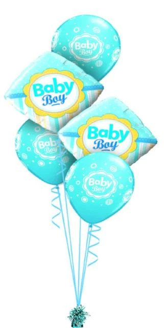 Funtastic Balloon Creations Baby Boy Stripes Bouquet (2 Foil, 3 Latex)