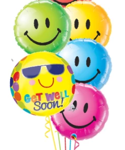 Funtastic Balloon Creations Rainbow Smiles Get Well Bouquet (1 Orbz, 5 Foils)