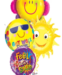 Funtastic Balloon Creations Flower And Smiling Sun Get Well Bouquet (5 Foils)