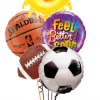 Funtastic Balloon Creations Get Well Smiling Sun Sports Theme Feel Better Soon Bouquet (5 Foils)