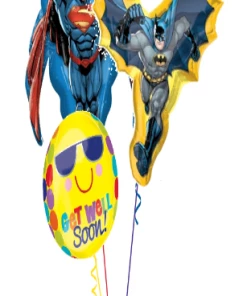 Funtastic Balloon Creations Superman & Batman Get Well Bouquet (3 Foils)