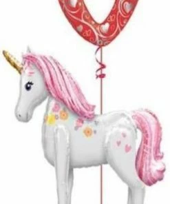 Funtastic Balloon Creations Unicorn Love Bouquet (1 Airwalker, 1 Large Latex) Love & Romance