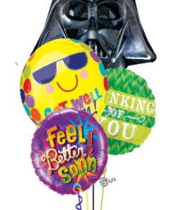 Funtastic Balloon Creations Darth Vadar Get Well Bouquet (4 Foils)