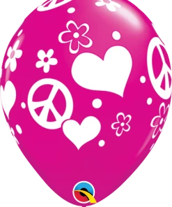 Funtastic Balloon Creations 11" Valentines Day Round Latex Peace Signs And Hearts