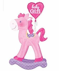 Funtastic Balloon Creations Single Foils Giant Baby Girl Pink Rocking Horse