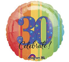 Funtastic Balloon Creations Single Foils Celebrate 30 Stripe 3 Funtastic Balloon Creations Single Foils Celebrate 30 Stripe