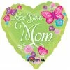Funtastic Balloon Creations Love You Mom Green Heart With Butterflies Single Foils