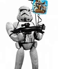 Funtastic Balloon Creations Birthday Storm Trooper Airwalker Bouquet (1 Airwalker, 2 Foils)