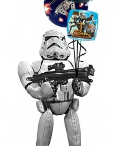 Funtastic Balloon Creations Storm Trooper Airwalker Bouquet (1 Airwalker, 1 Bubble, 2 Foils) Birthday